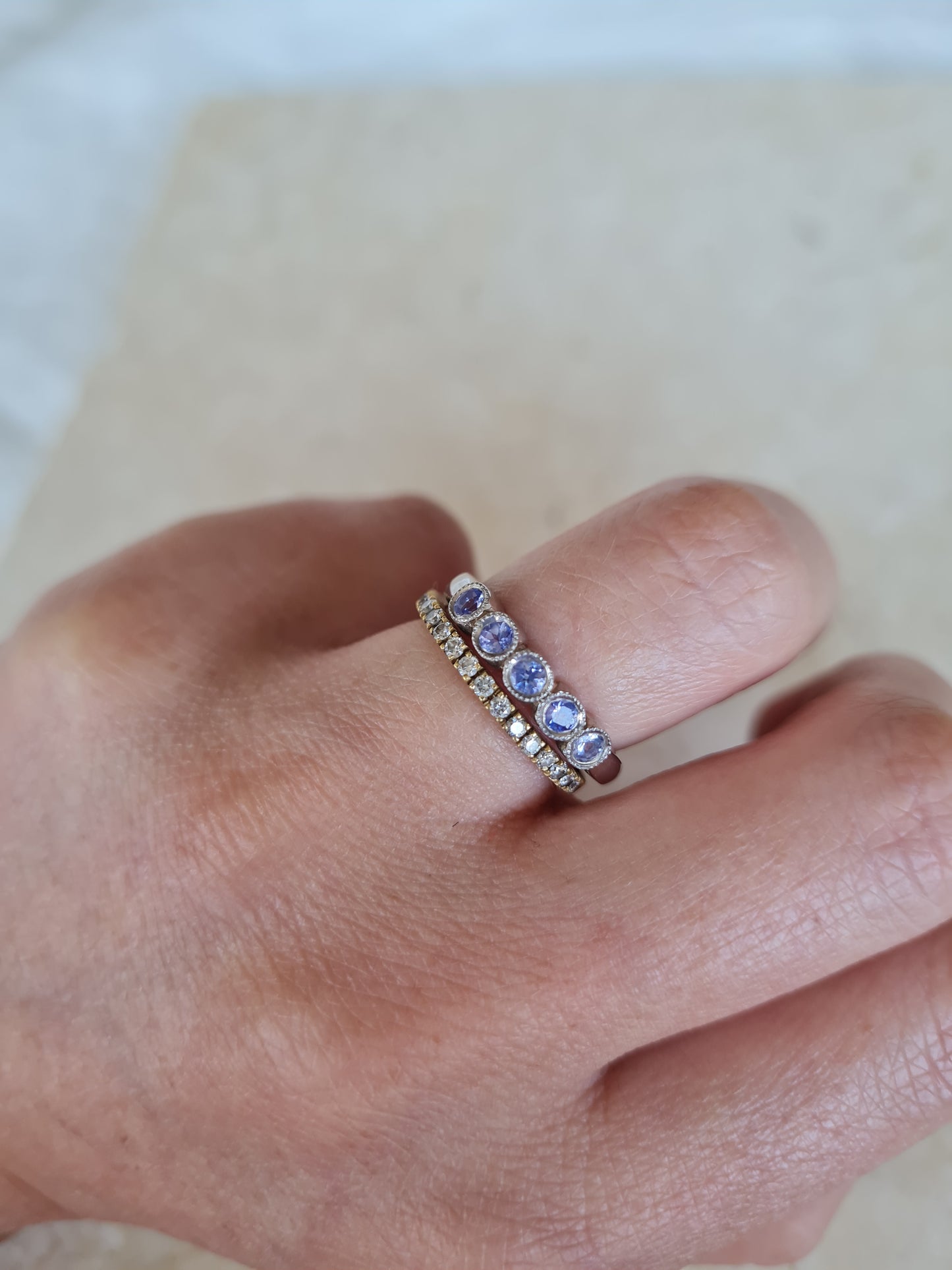 Anillo Medio Burbujas Plata